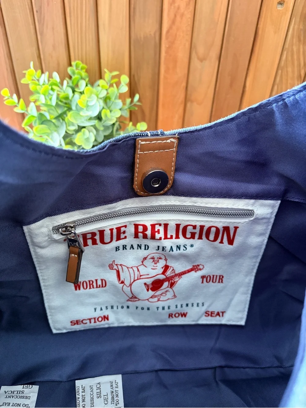 True Religion Denim Patchwork Hobo Shoulder Bag Horseshoe Charm